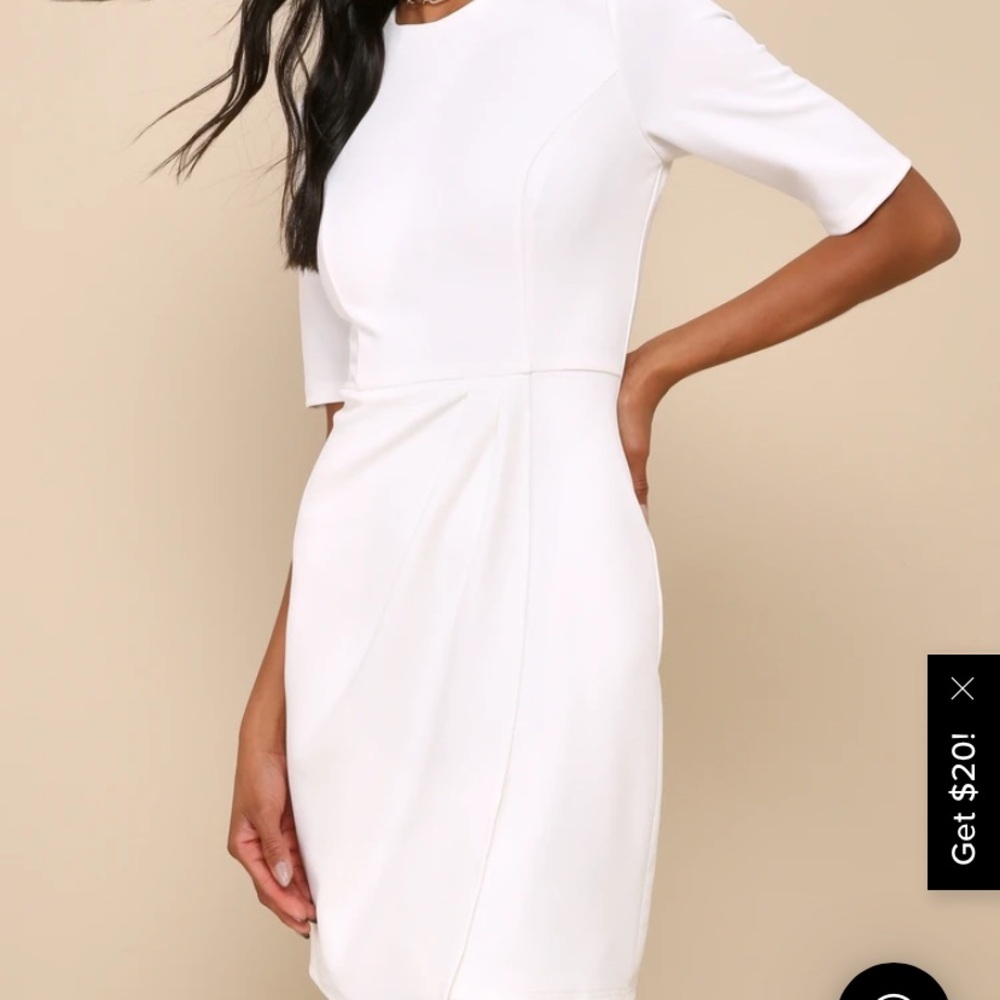 Lulu’s White Half Sleeve Sheath Dress - L